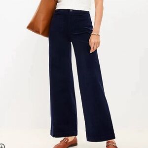 Loft wide leg corduroy pants navy size 2 NWOT
